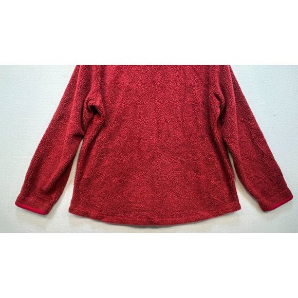 L.L. Bean Womens Sherpa Jacket LG Red Button Closure Outdoor Cozy - Picture 11 of 12